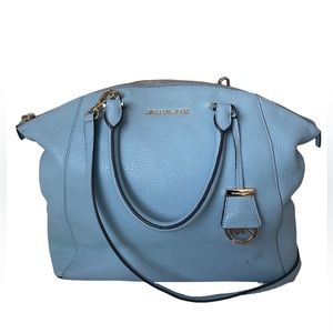 SALE!! Michael Kors Crossbody Purse Light Blue Leather, Large and Roomy!